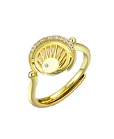 Unwritten Cubic Zirconia and Mother of Pearl Moon Sun Bypass Ring