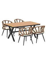 Outdoor Pe rattan set, chairs & plastic wood table