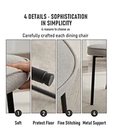 Dyhome Dining Chairs with Curved Backrest, Modern Fabric Upholstered Boucle Kitchen Room Set of 2