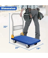 Platform Truck with 440lb Weight Capacity and 360 Degree Swivel Wheels, Foldable Push Hand Cart for Loading and Storage