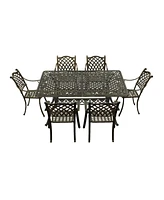 Mondawe 7-Piece Outdoor Patio Furniture Set Dinning Chair with Foldable Table