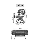 7-pc Cast Aluminum Dining Set, 6 Swivel Chairs, Rectangular Table