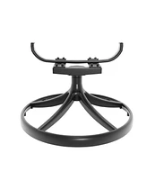 7-Piece Cast Aluminum Dining Set, 2 Swivel, 4 Chairs, Rectangular Table, Black Frame