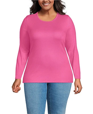 Lands' End Plus Long Sleeve Micro Rib T-Shirt