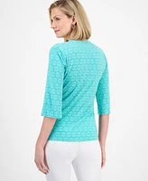 Jm Collection Women's Printed Faux-Wrap Top, Exclusively at Macy's