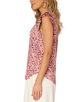 Democracy Women's Flutter-Sleeve Printed Knit Top