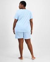 Charter Club Plus Cotton Floral Bermuda Pajamas Set, Created for Macy's