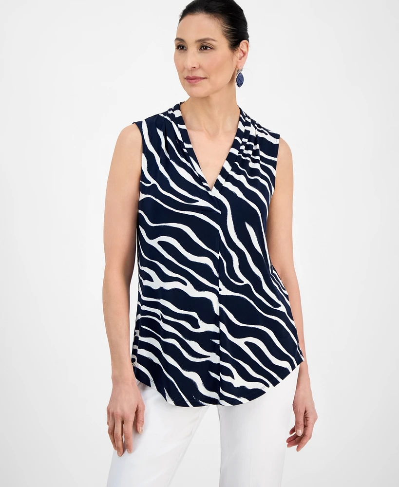 Jm Collection Petite Animal-Print Sleeveless Top, Exclusively at Macy's