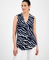 Jm Collection Petite Animal-Print Sleeveless Top, Exclusively at Macy's