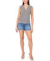 Vince Camuto Women's Printed Faux-Wrap Sleeveless Top