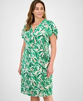 Anne Klein Plus Flutter-Sleeve Classic Faux-Wrap Dress