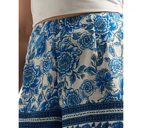 Bcx Juniors' Floral Border-Print Mid-Rise Shorts