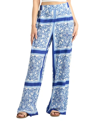 Bcx Juniors' Printed Pull-On Wide-Leg Pants