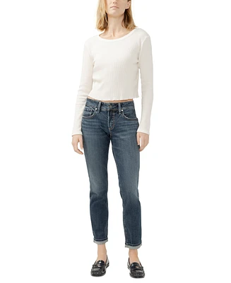Silver Jeans Co. Women's Boyfriend Mid Rise Slim-Leg