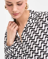I.n.c. International Concepts Women's Printed Long-Sleeve Button-Down Shirt