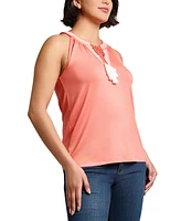 Jones New York Women's Embroidered Tassel-Tie Halter Top