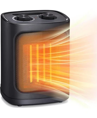 Cowsar Compact Indoor Space Heater, 1500W Electric Ceramic Heater with Adjustable Thermostat, Portable Heater Fan for Office & Bedroom, Etl Certified