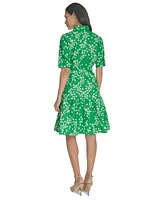 Calvin Klein Women's Cotton Belted Ditsy-Print Shirtdress