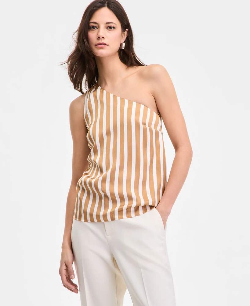 I.n.c. International Concepts Women's Striped One-Shoulder Top, Exclusively at Macy's