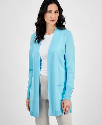 Jm Collection Women's Button-Sleeve Flyaway Cardigan