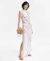 I.n.c. International Concepts Women's Striped Cap-Sleeve Top, Exclusively at Macy's