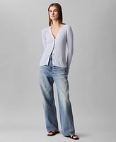 Calvin Klein Women's Silk-Cotton Ribbed Cardigan