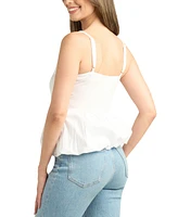 Bcx Juniors' Solid Poplin Bubble-Peplum Square-Neck Top