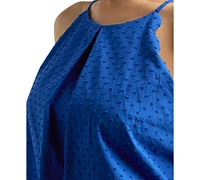 Bcx Juniors' Solid Clip-Dot Smocked-Hem Sleeveless Top