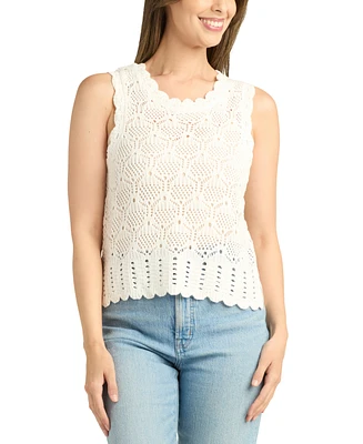 Bcx Juniors' Textured Scalloped Sleeveless Sweater