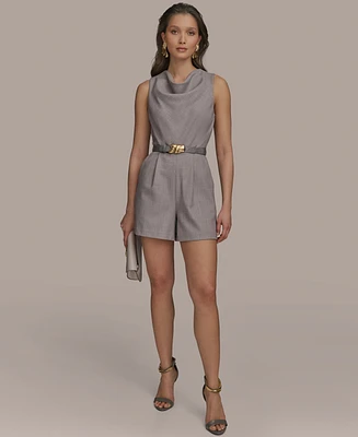 Donna Karan New York Petite Cowlneck Belted Romper