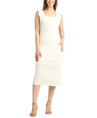 Bcx Juniors' Crochet Square-Neck Sleeveless Sweater Dress