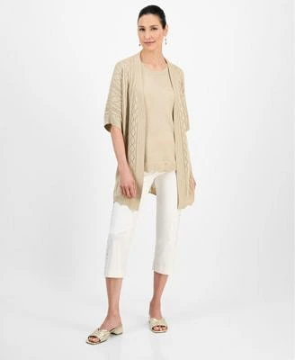 Jm Collection Womens Shine Cardigan Tank Top Lace Up Capri Pants Exclusively At Macys