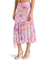 Steve Madden Women's Lacie Printed Asymmetric Midi Skirt