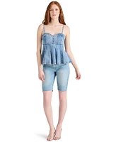 Steve Madden Women's Delta Sleeveless Denim Peplum Top