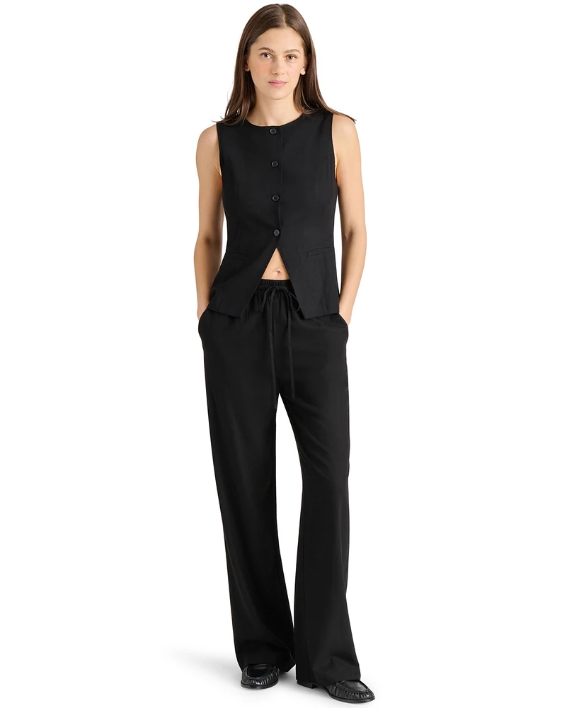 Steve Madden Women's Wesley Button-Front Linen-Blend Vest