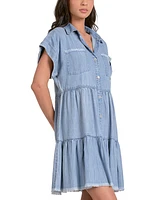 Elan Women's Chambray Tiered Dress