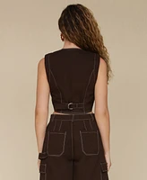 Avec Les Filles Women's Crewneck Cropped Vest