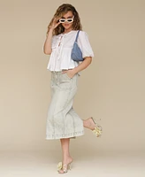 Avec Les Filles Women's Denim Midi Skirt