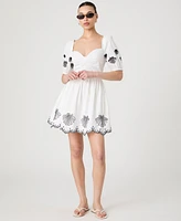 French Connection Women's Cambria Cotton Embroidered Anglaise Dress