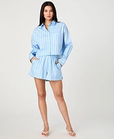 French Connection Women's Lorenzo Striped Cropped Shirt