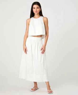 French Connection Womens Cotton Poplin Pinstriped Shell Top Cotton Poplin Pinstriped Maxi Skirt
