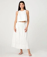 French Connection Womens Cotton Poplin Pinstriped Shell Top Cotton Poplin Pinstriped Maxi Skirt