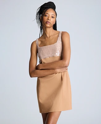 Kenneth Cole Women's Sequin-Bodice Open-Back Shift Dress