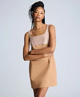 Kenneth Cole Women's Sequin-Bodice Open-Back Shift Dress