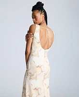 Kenneth Cole Women's Printed Tie-Detail Midi Dress