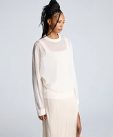 Kenneth Cole Women's Sheer Oversized Crewneck Pullover