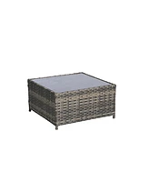2-Piece Wicker Patio Set, L-Shaped, Ottoman, Lounger Table