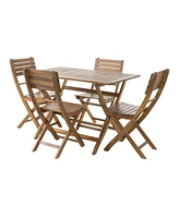 Natural 5-Piece Wood Outdoor Patio Dining Set,Natural Stained