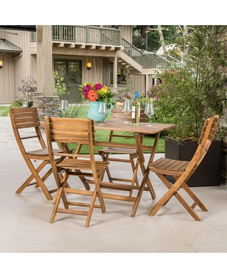 Natural 5-Piece Wood Outdoor Patio Dining Set,Natural Stained