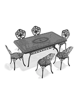7-Piece Set Of All-Weather Cast Aluminum Dining Furniture Set With Black Frame